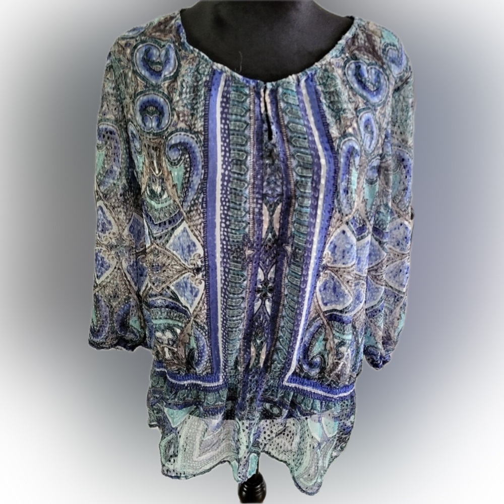 Chico's | Multicolor Paisley Blouse With Elastic Waist